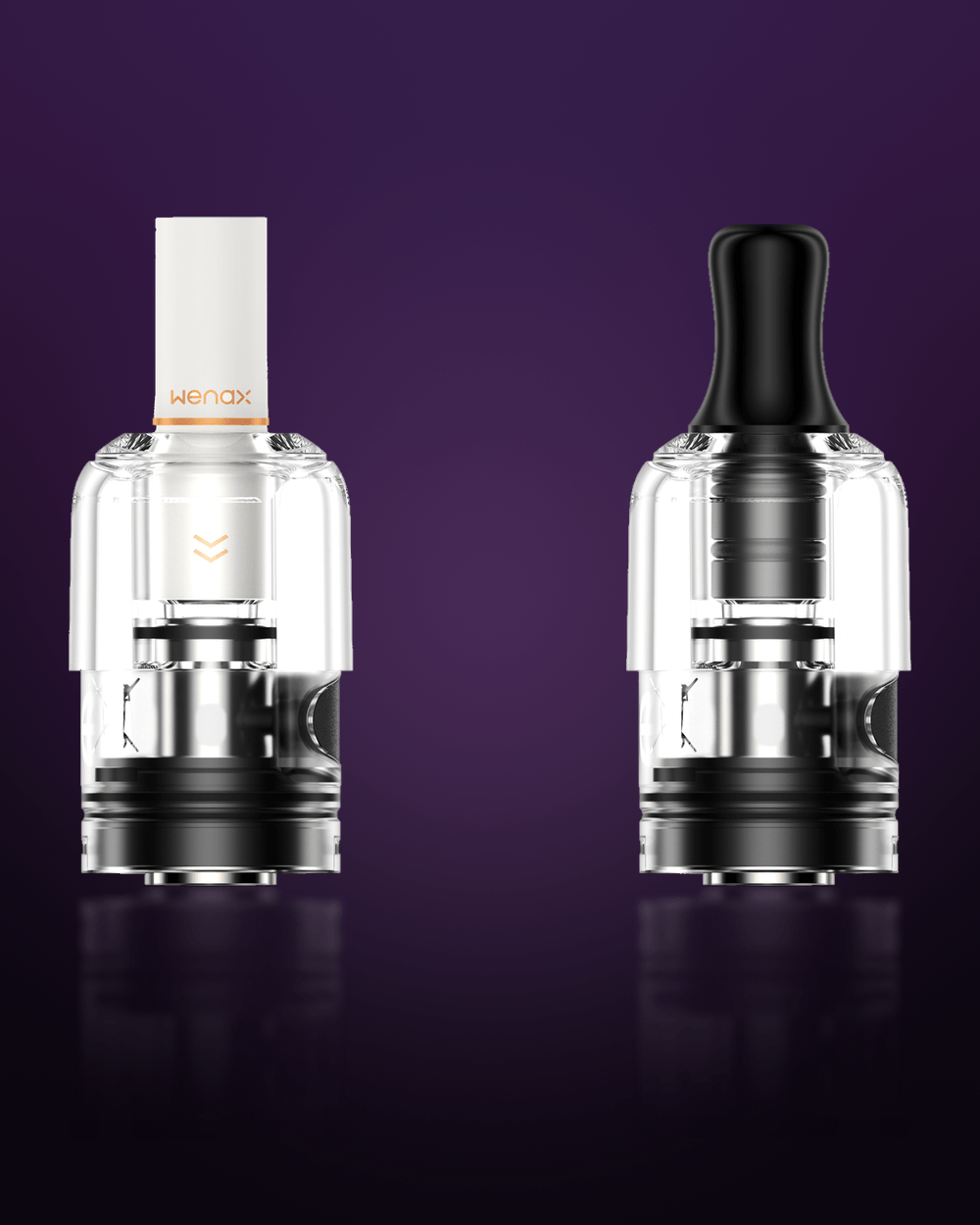 Geekvape S cartridge, with and without its drip tip